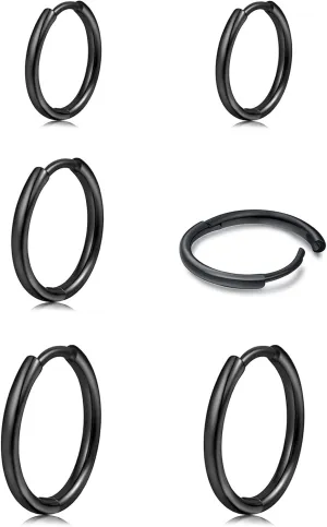 925 Sterling Silver Small Hoop Earrings Set - 14K White Gold Plated Silver Hoop Earrings | Tiny Endless Huggie Hoop Earring Cartilage Earrings for Women