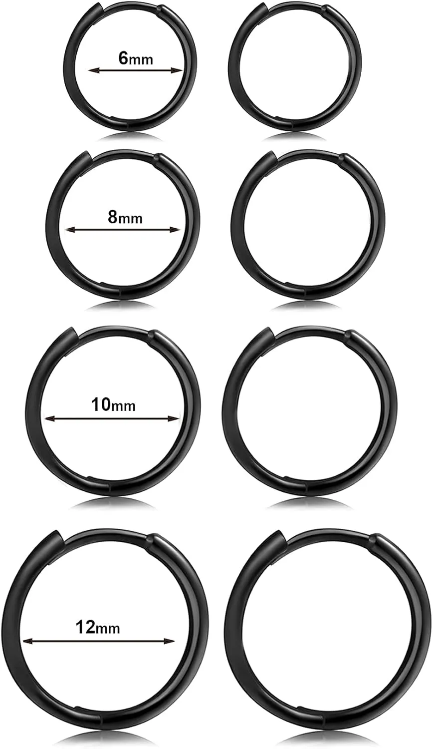 925 Sterling Silver Small Hoop Earrings Set - 14K White Gold Plated Silver Hoop Earrings | Tiny Endless Huggie Hoop Earring Cartilage Earrings for Women