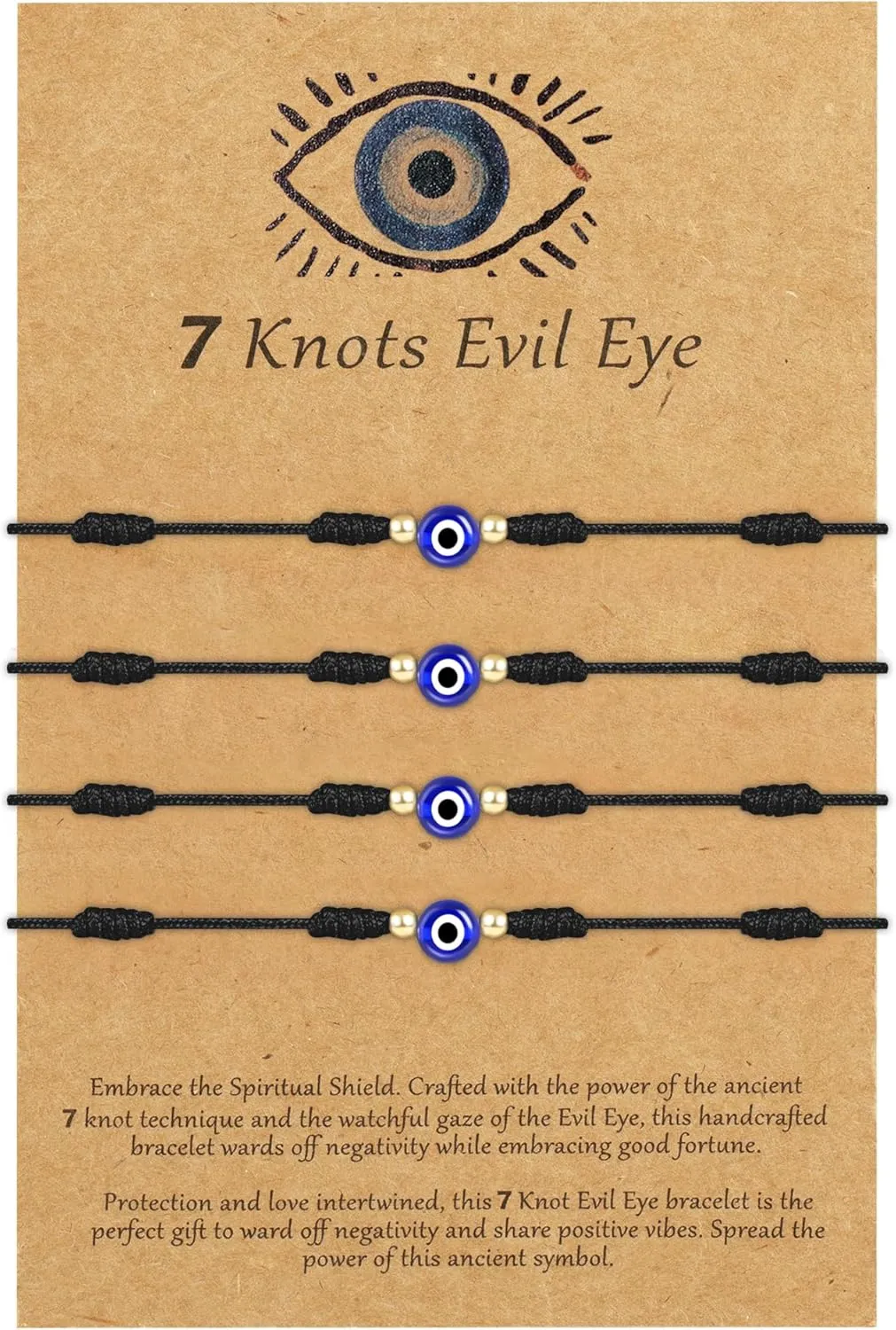 9pcs Evil Eye 7 Knot Lucky Bracelets, Rakhi for Brother and Bhabhi Adjustable Red String Amulet for Women Men with Gold Bead, Protection Jewelry Hand Bracelet