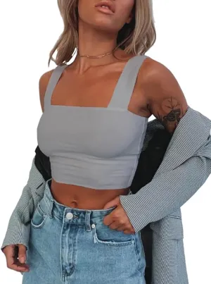 Abardsion Women's Sexy Sleeveless Skinny Basic Strappy Crop Tank Tops 2024