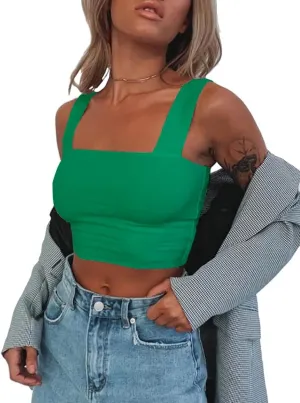 Abardsion Women's Sexy Sleeveless Skinny Basic Strappy Crop Tank Tops 2024