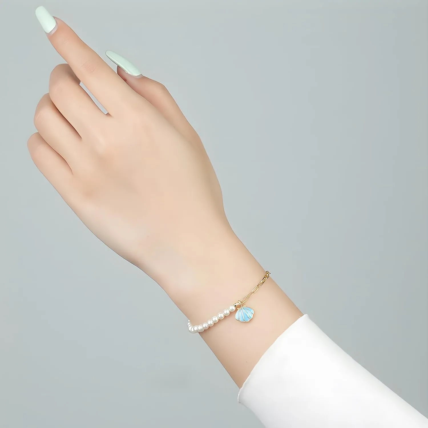 ABSOLUTE Seashell Earrings for Women S925 Sliver Beach Earrings Pearl Studs Blue White Shell Ocean Earrings for Summer Gift for Girls