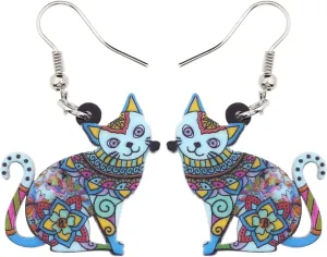 Acrylic Drop Dangle Cat Earrings Pets Novelty Funny Gift For Women By The Bonsny