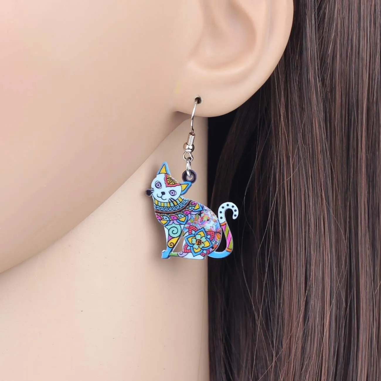 Acrylic Drop Dangle Cat Earrings Pets Novelty Funny Gift For Women By The Bonsny