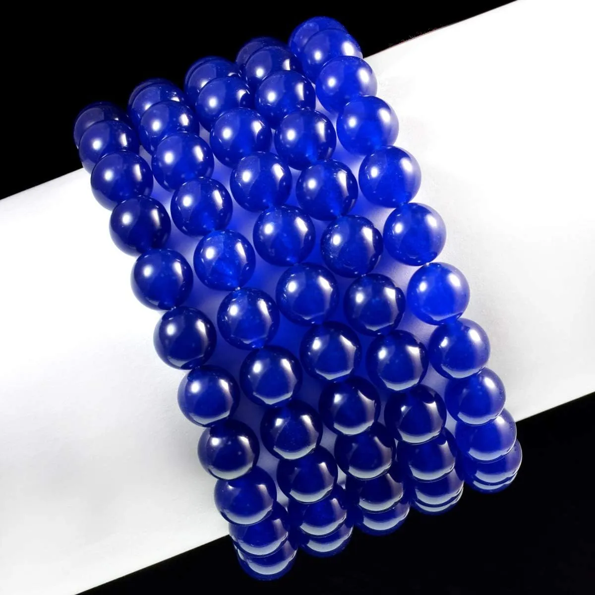 AD Beads Natural Gemstone Round Beads Stretch Bracelet Healing Reiki 10mm (Blue Jade)