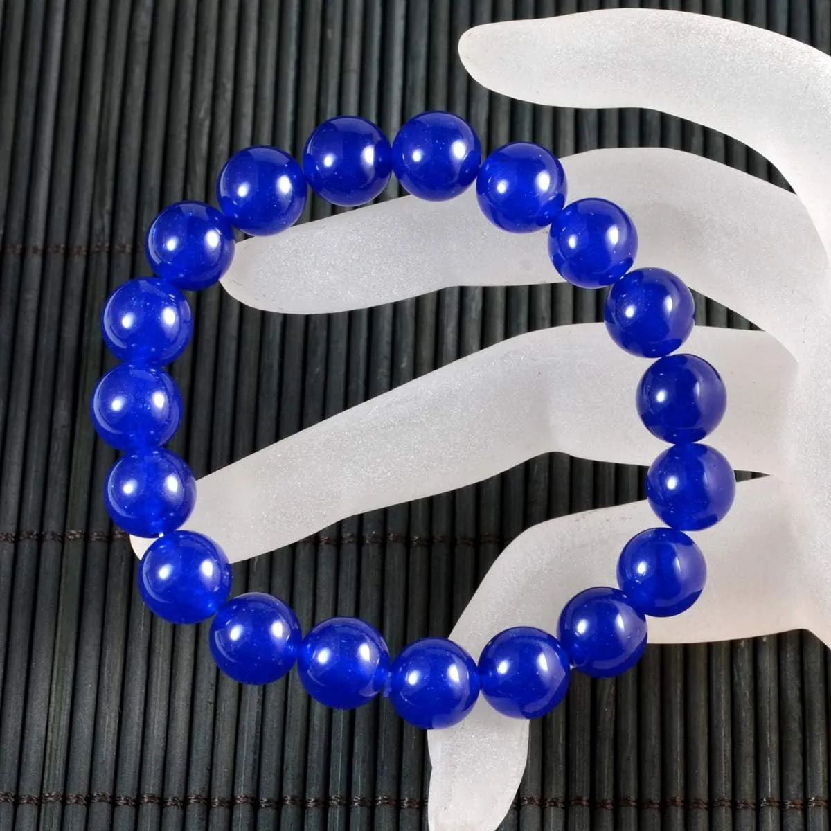 AD Beads Natural Gemstone Round Beads Stretch Bracelet Healing Reiki 10mm (Blue Jade)