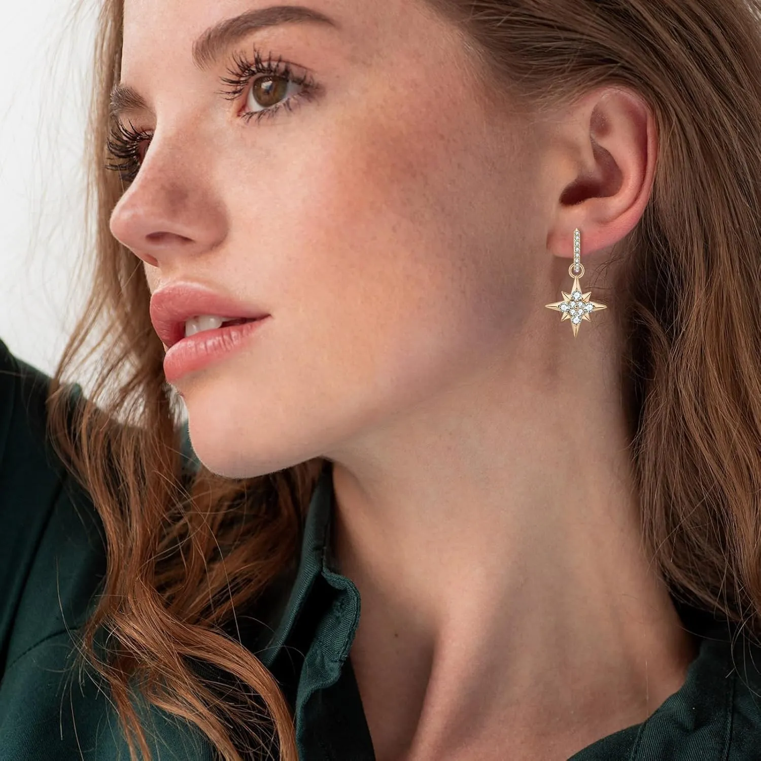 AINUOSHI Huggie Hoop Earrings Dangle Drop Moissanite Earrings for Women, 925 Sterling Silver with 18K White Gold / 14K Gold Plated, Hypoallergenic, Jewelry Box Packed