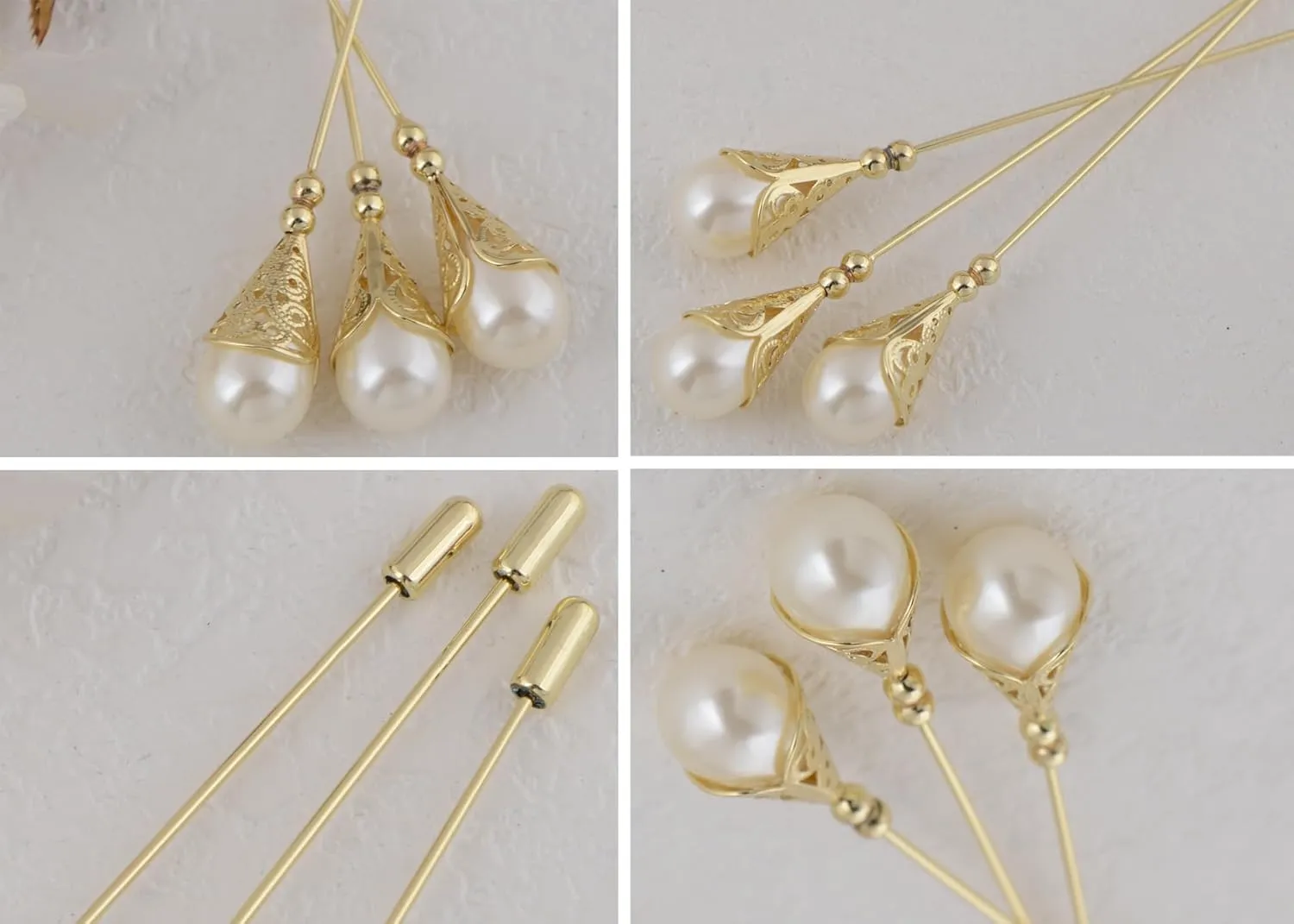Alilang Vintage Hat Pin 5 inch Long Handle Golden Tone Lapel Pins Tie Scarf Brooch Jewelry Accessories Pack of 2/3/5