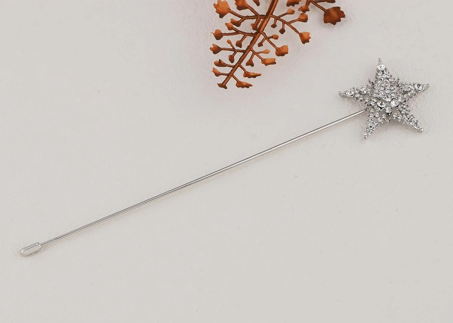 Alilang Women's Vintage Hat Pin Sparkly Clear Crystal Rhinestones Star Long Handle Lapel Stick Jewelry Set Pack of 1/3/6