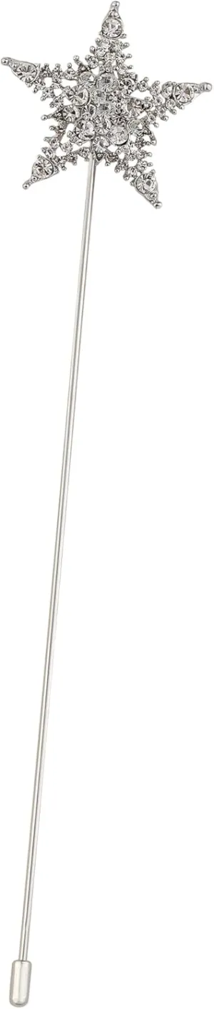 Alilang Women's Vintage Hat Pin Sparkly Clear Crystal Rhinestones Star Long Handle Lapel Stick Jewelry Set Pack of 1/3/6