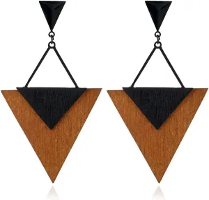 ALoveSoul Wooden Earrings for Women - Big Round Circle Geometric Wood Drop Dangle Hook Earrings
