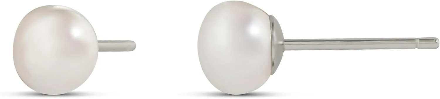 Amazon Essentials 14K Gold Plated Sterling Silver Freshwater Pearl Stud