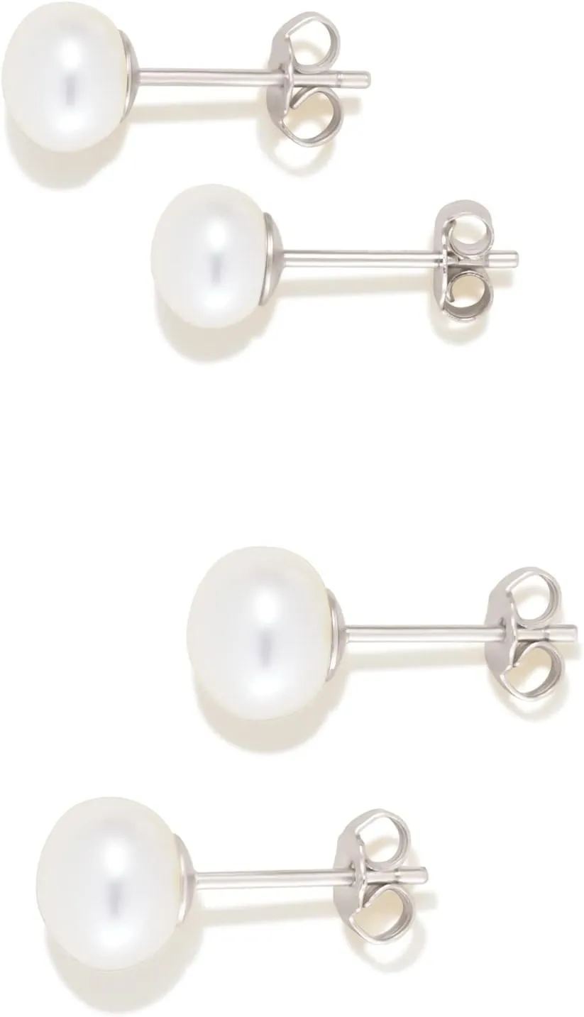 Amazon Essentials 14K Gold Plated Sterling Silver Freshwater Pearl Stud
