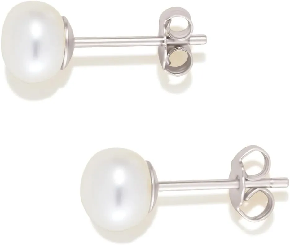 Amazon Essentials 14K Gold Plated Sterling Silver Freshwater Pearl Stud
