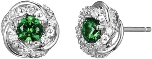 Amazon Essentials Created Gemstone and 1/8th CT TW Lab Grown Diamond Love Knot Stud Earrings in Platinum Over Sterling Silver (previously Amazon Collection)
