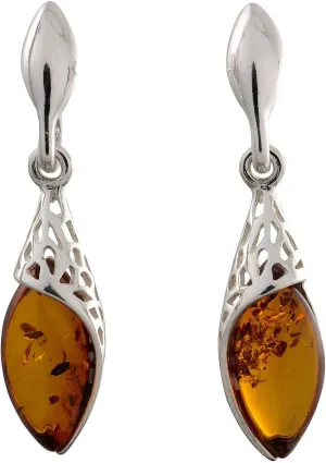 Amber Earrings - Baltic Honey Amber Dangling Earrings "Summer" - Sterling Silver Jewelry Collection