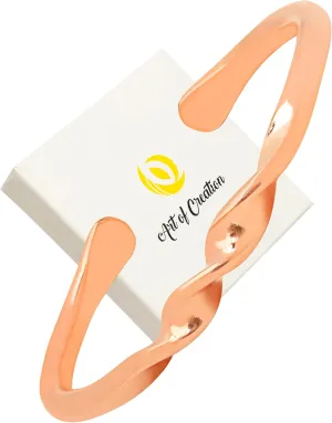 Art Of Creation Pure Copper Solid Bracelet Twisted Design For men And Women Adjutable Kada And Cuff Bangle Wrist Band for Unisex Handmade