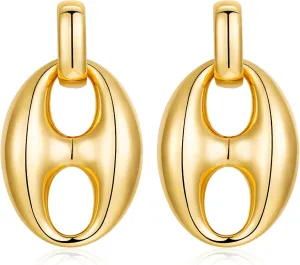 Ascona Gold/Silver Chunky Earrings for Women, Gold Plated Hoop Earrings Statement Dangle Drop Earrings Lightweight Trendy Jewelry
