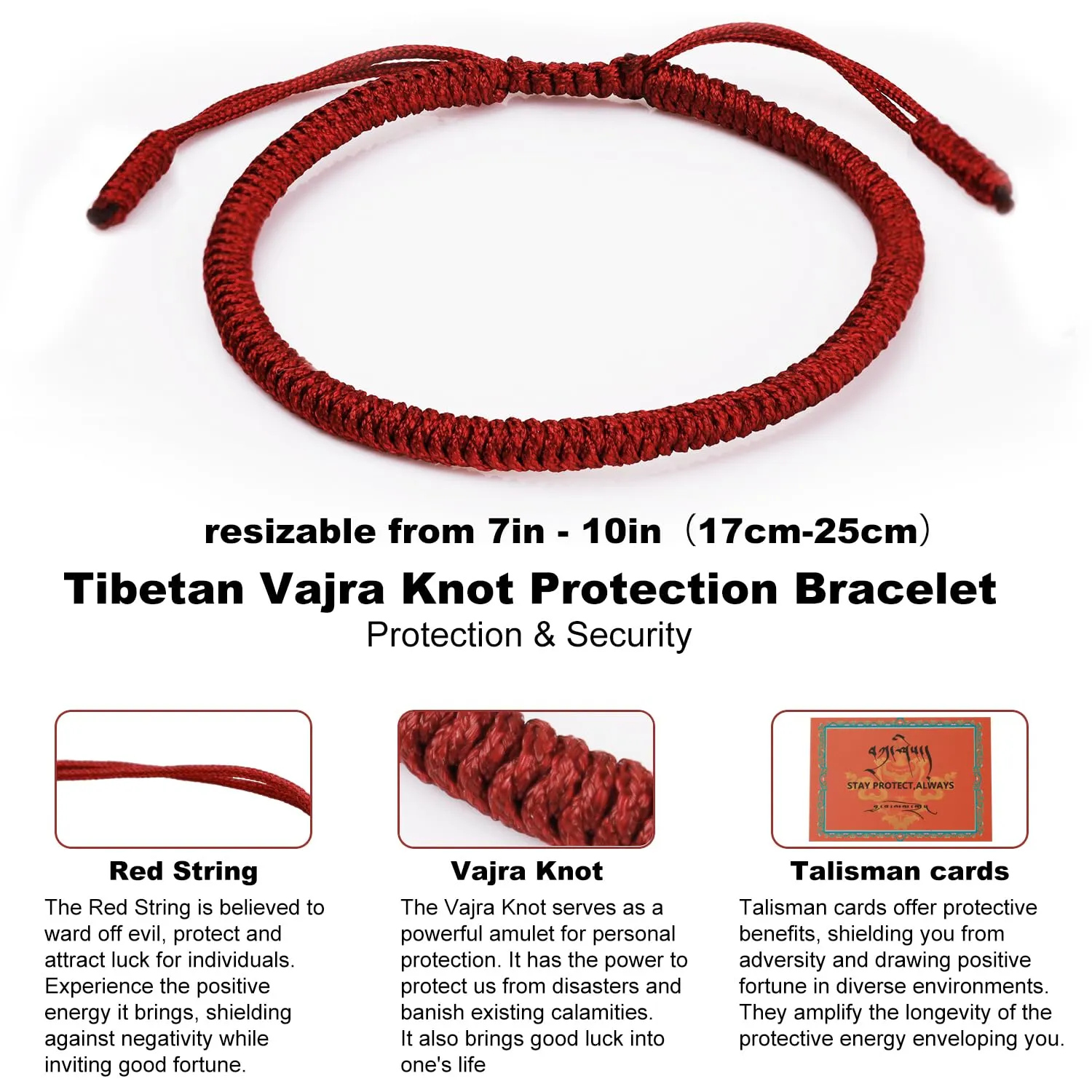 Authentic blessed Tibetan monks handmade Dorje Knot protection bracelet for women and men with a talisman.Colorful string bracelet-mens bracelet rope-gifts for women and men-protection jewelry