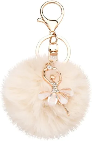 Ballet Keychains Fur Ball Keychain for Women Girls Gifts for Ballet Dancer Ballet Lovers Birthday Valentines Day Gifts