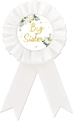 Big Sister Tinplate Big Sister Rosette Badge Pin for Girl, Birthday Girl Brooch Buttons for Baby Shower/Gender Reveal Party