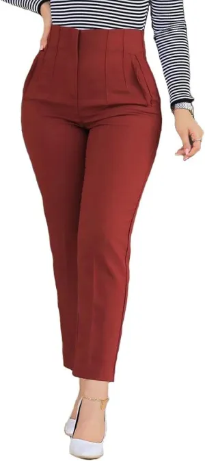 BIRW Womens High Waisted Pants 2025 Trendy Skinny Business Work Casual Pencil Trousers with Pockets