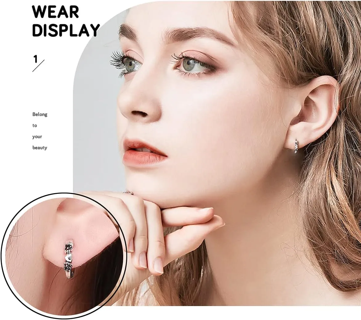 BISAER Gold Hoop Earrings for Women Large 14K White Gold Plated Huggie Earrings Cubic Zirconia Huggie Hoop Earring Cartilage Piercing Earrings Ear Cuff for Women