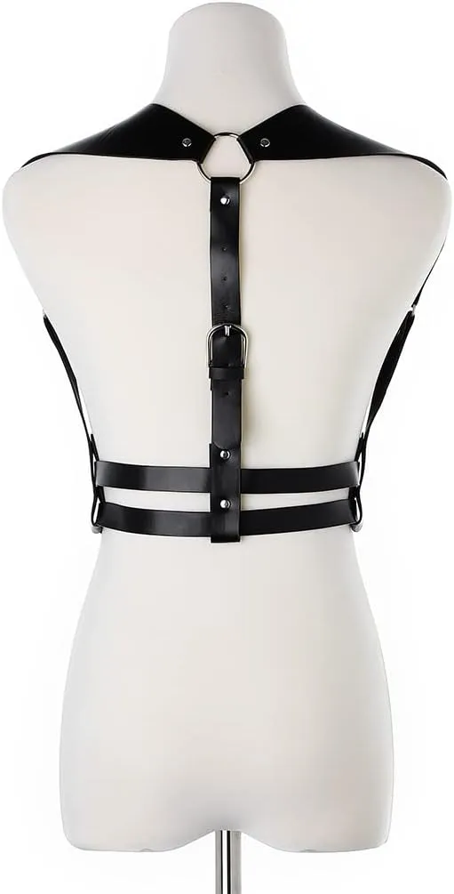 Black Leather Body Chain Punk Bra Harness Waist Chain Belt Nightclub Rave Body Belts Accessories for Women