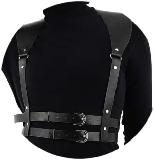 Black Leather Body Chain Punk Bra Harness Waist Chain Belt Nightclub Rave Body Belts Accessories for Women