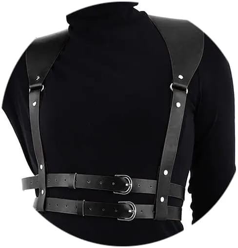 Black Leather Body Chain Punk Bra Harness Waist Chain Belt Nightclub Rave Body Belts Accessories for Women