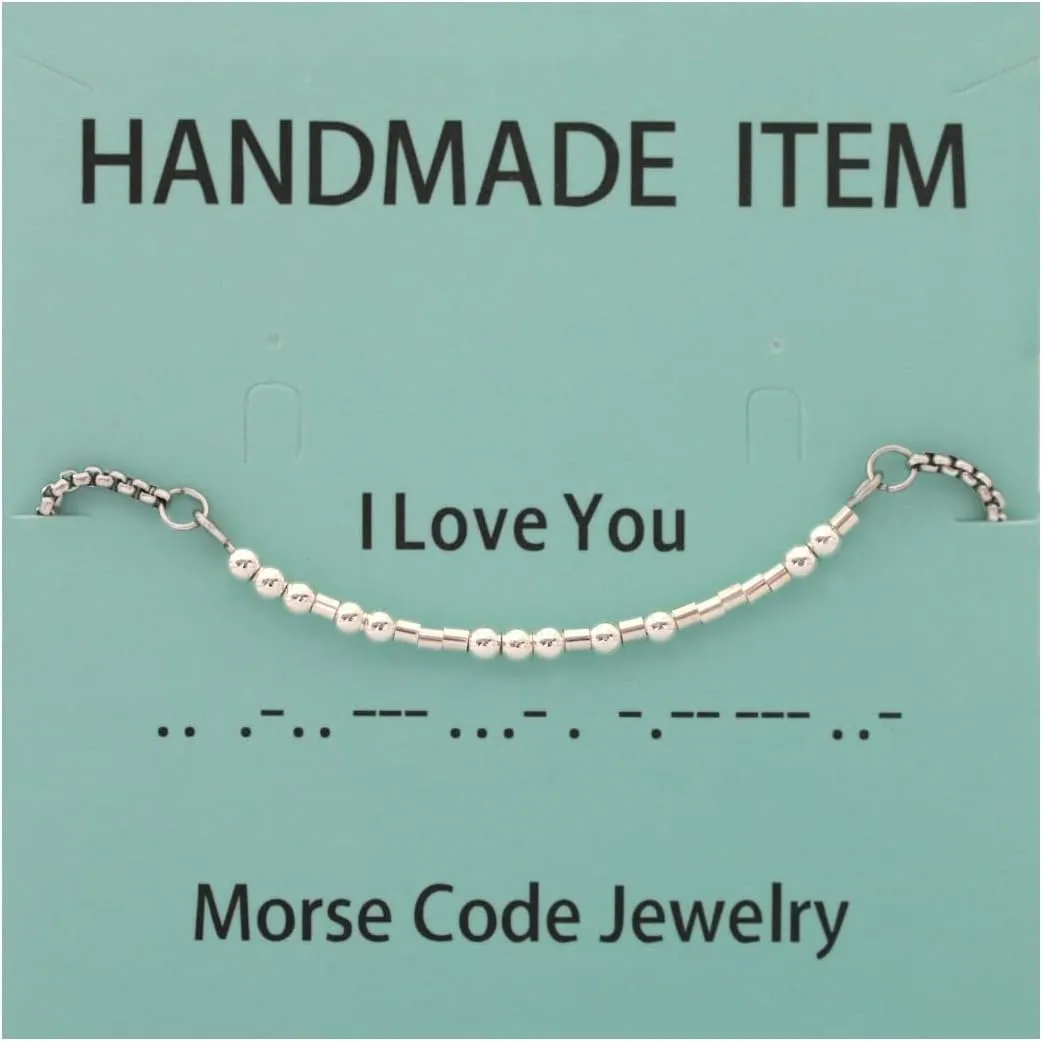 Bloomfall Customize Beads Jewelry Morse Code Bracelets For Women Teen Girls Funny Encouragement Secret Message Bracelet Mothers Day Birthday Christmas Graduation Gifts