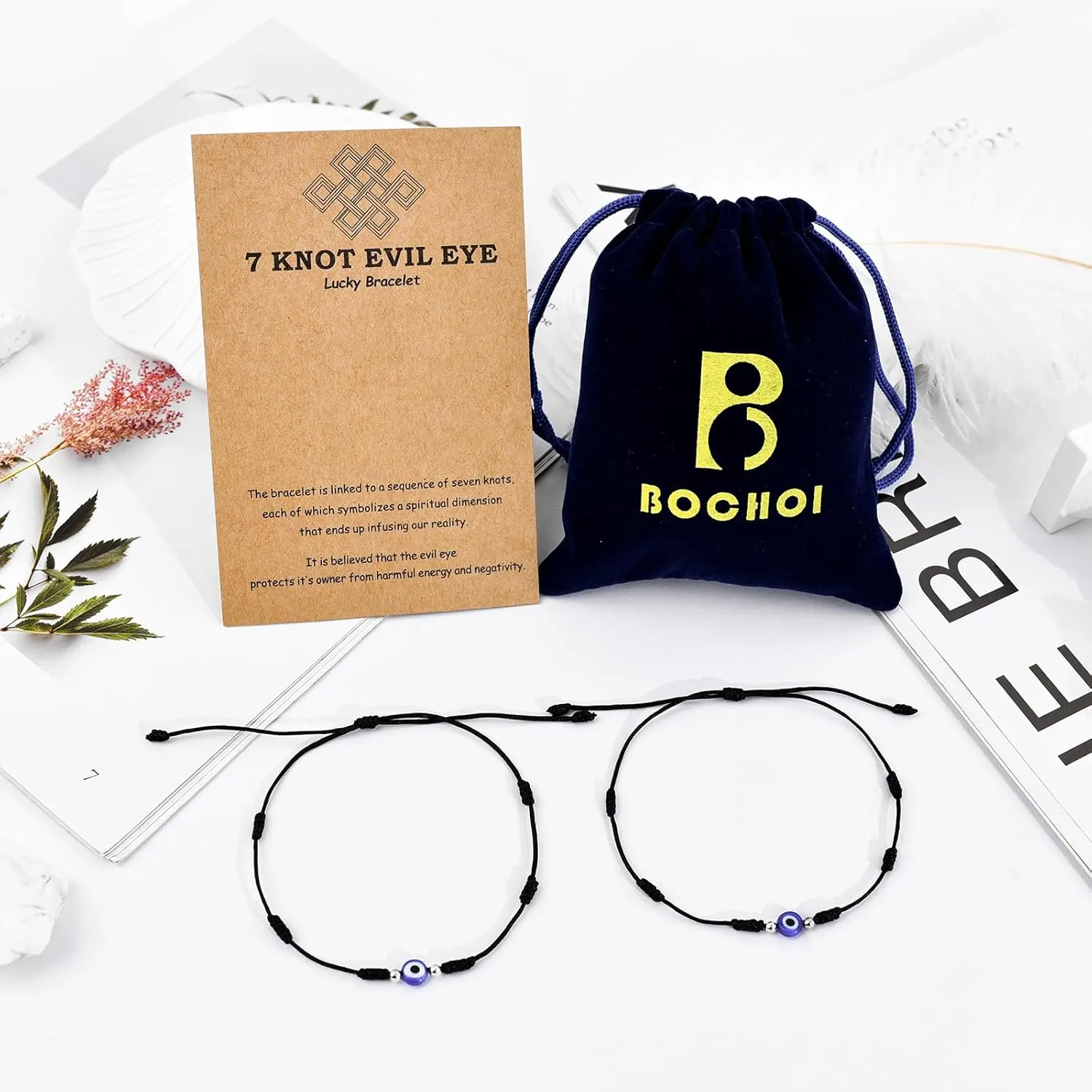 BOCHOI Evil Eye Bracelet for Women Good Luck String Bracelet Kabbalah Protection Friendship Wish Bracelet Jewelry for Girls Girlfriend Wife Mother Daughter