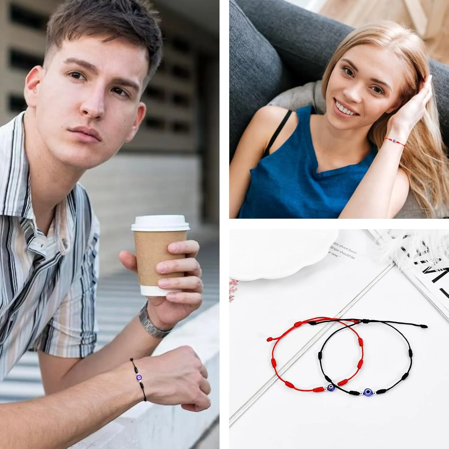 BOCHOI Evil Eye Bracelet for Women Good Luck String Bracelet Kabbalah Protection Friendship Wish Bracelet Jewelry for Girls Girlfriend Wife Mother Daughter