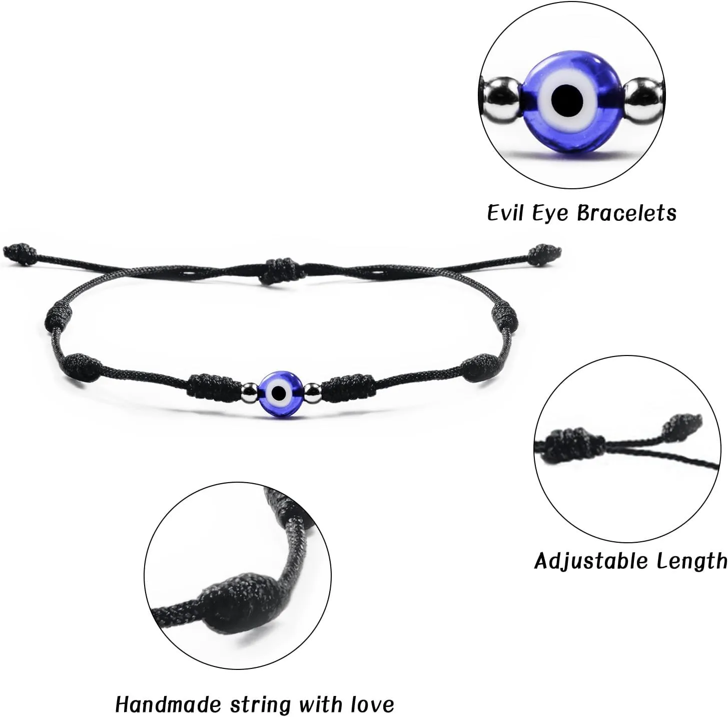 BOCHOI Evil Eye Bracelet for Women Good Luck String Bracelet Kabbalah Protection Friendship Wish Bracelet Jewelry for Girls Girlfriend Wife Mother Daughter