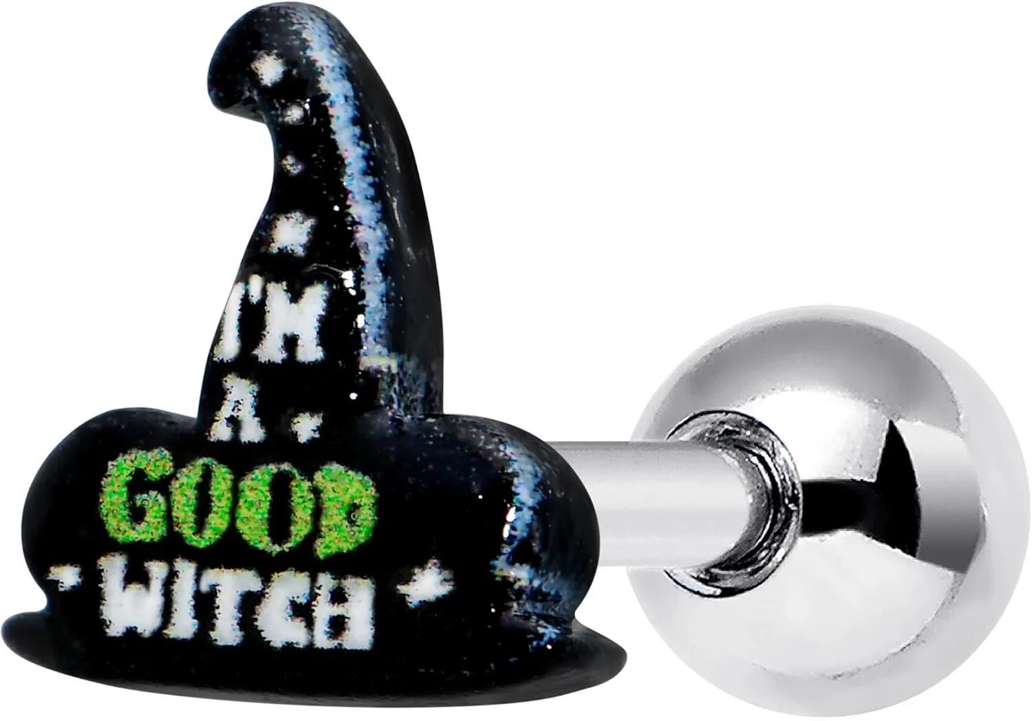 Body Candy 16G Womens 6mm 316L Steel Glow in Dark Good Witch's Hat Cartilage Earring Helix Tragus Jewelry 1/4"