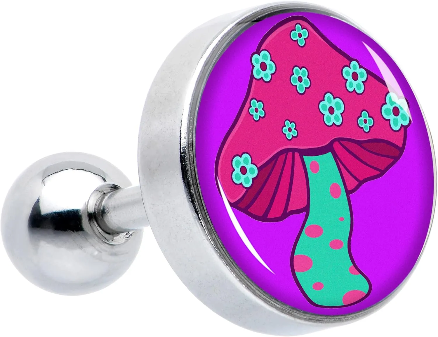 Body Candy 16G Womens 6mm Stainless Steel Funky Floral Mushroom Mens Cartilage Earring Helix Tragus Jewelry 1/4"