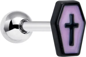 Body Candy 16G Womens 6mm Stainless Steel Glow in Dark Purple Coffin Cartilage Earring Helix Tragus Jewelry 1/4"
