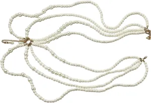 Body Chains Belts For Women & Girls, Multilayer Imitation Pearl Navel Waist Chain Sexy Body Jewelry Rave Outfits Beach Party Festival Accessories-White