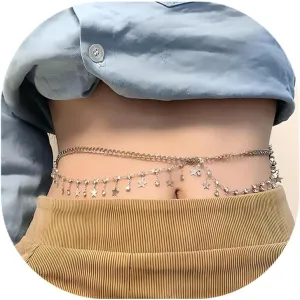 Boho Gold Waist Chain Belt14k Gold Waist Chain Gold Chain Metal Adjustable Waist Link Belt Fashion Gold Belt Chain Waterproof Sexy Bikini Beads Chain Summer Non Tarnish Body Chain Jewelry Gifts for Women