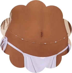 Boho Rhinestone Waist Chain Gold Crystal Body Chain Bikini Cz Belly Chain Rhinestone Stomach Chain Summer Bikini Waist Body Chain Jewelry for Women
