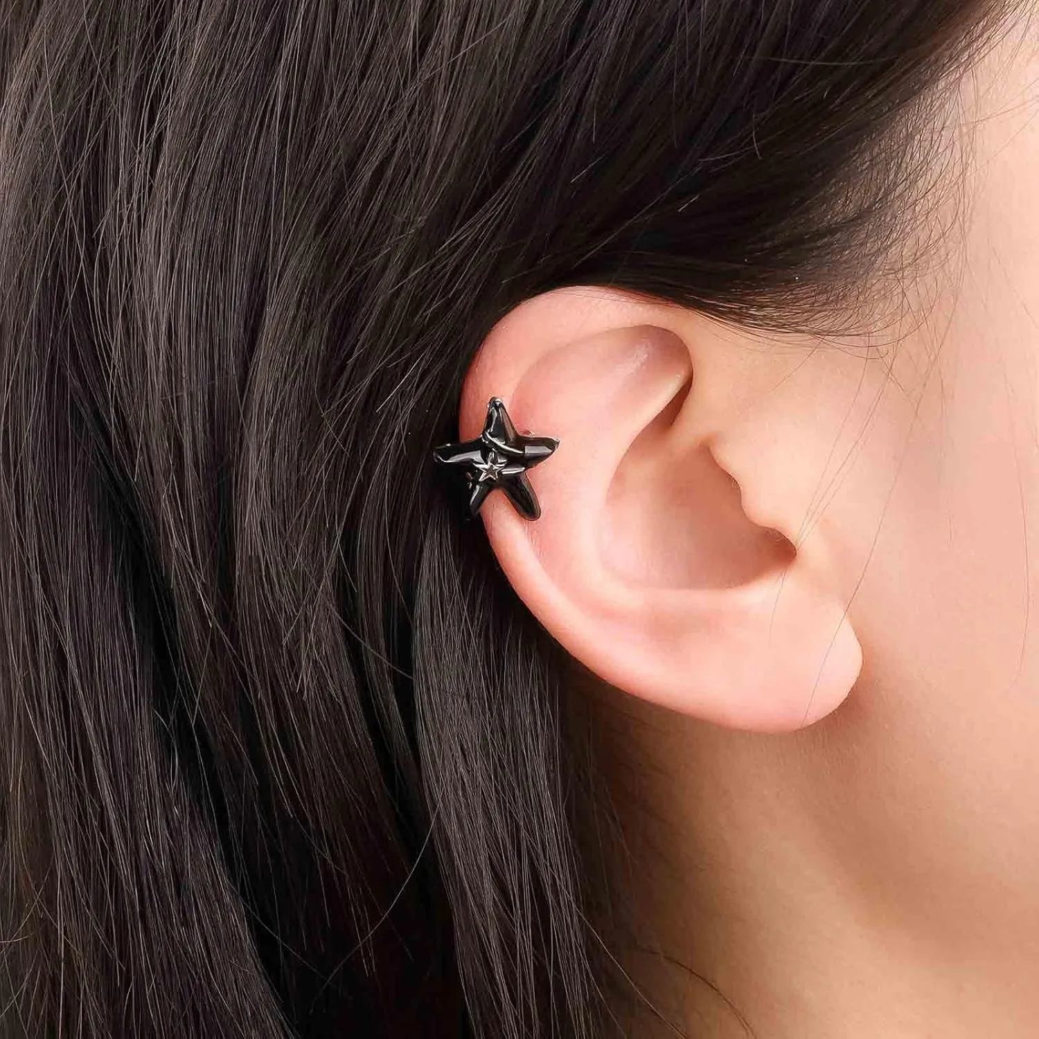 Boho White Star Ear Cuff Earrings White Star Ear Clip Earrings Vintage Resin Star Cuff On Earrings Star No Piercing Clip Earrings Jewelry for Women
