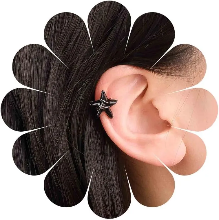 Boho White Star Ear Cuff Earrings White Star Ear Clip Earrings Vintage Resin Star Cuff On Earrings Star No Piercing Clip Earrings Jewelry for Women