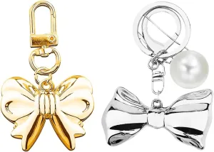 Bow Keychain for Bag Charm Big Bow Keychain for Women Bag Backpack Purse Charms Decoration Pearl Keyring of 2