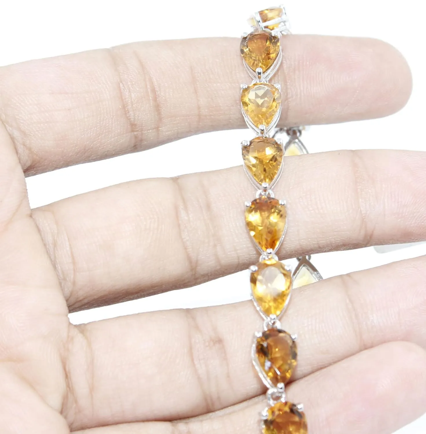 Bracelet Handmade Art Yellow Topaz Watch Charm for girls woman Citrine 10x7 mm