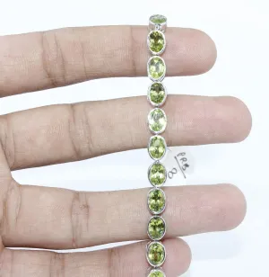 Bracelet Handmade August Birthstone Peridot Watch Charm girls woman 8x6 mm 7in