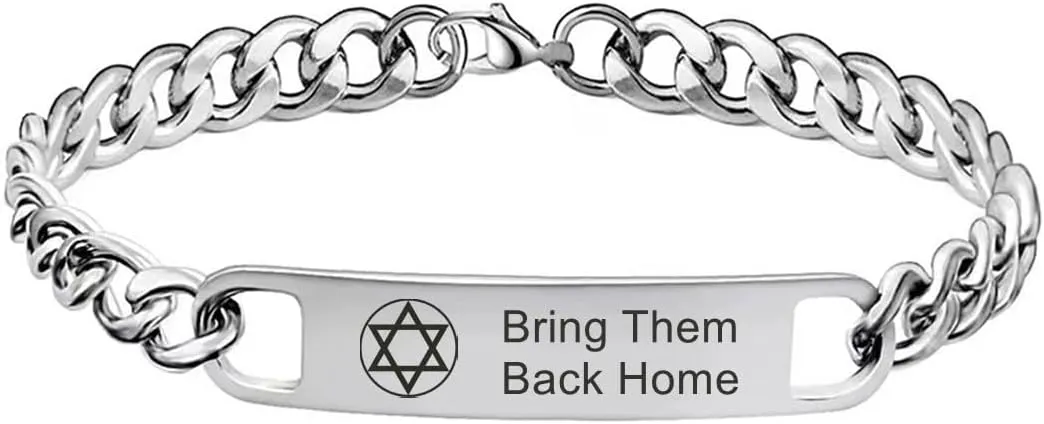 Bring Them Back Home Bracelet for Men Women Israeli Jewish Star of David Stainless Steel Bracelets for Men,Star of David Braided Wristband Support Israel I Stand with Israel Jewelry
