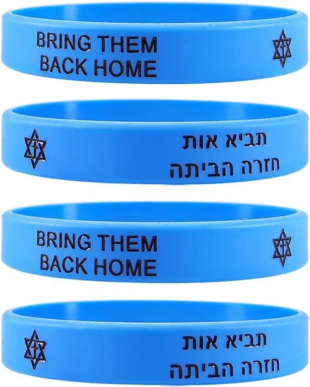 Bring Them Back Home Bracelet Israeli Jewish Star of David Silicone Wristbands for Men Women,Blue Rubber Chain Star of David Bracelet Support Israel I Stand with Israel Jewelry
