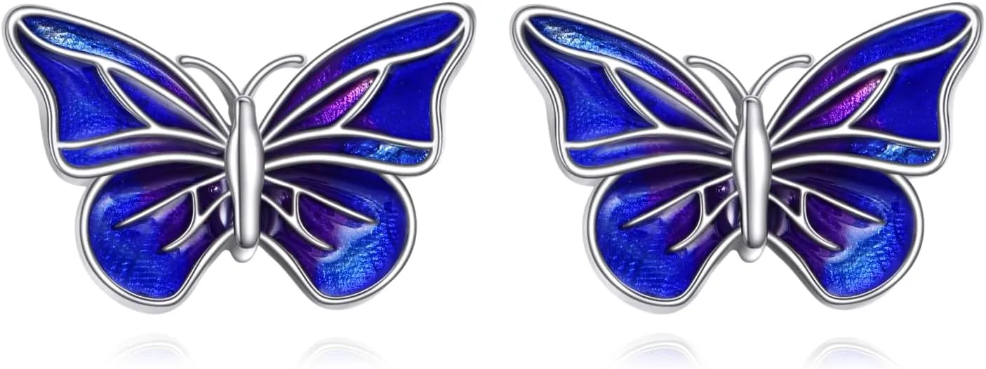 Butterfly Stud Earrings for Women 925 Sterling Silver Stud Earrings Butterfly Jewelry Gift