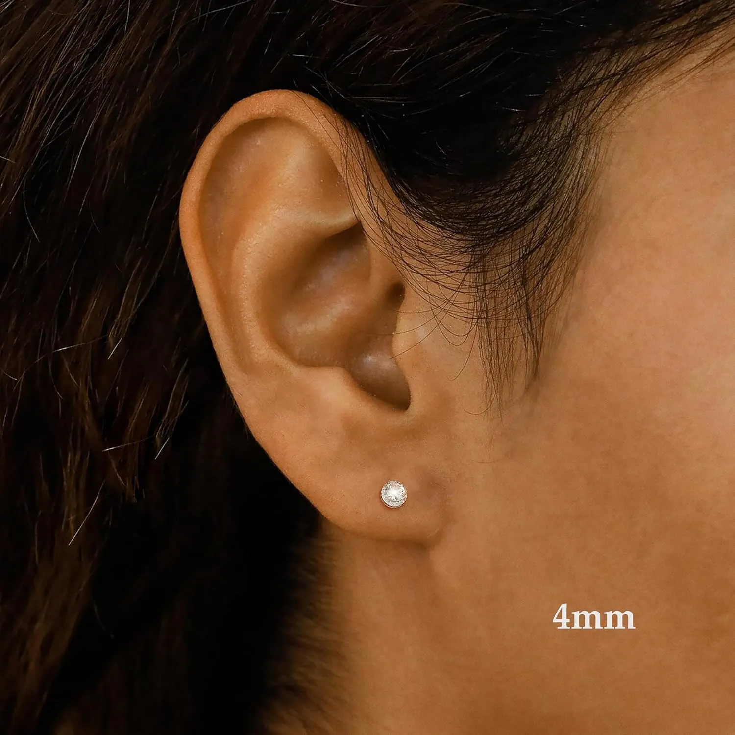 CAROVO 14K Gold Round Cubic Zirconia Stud Earrings Halo Stud Earrings Statement Earrings for Women Men Silver Gold Rose Gold Tone 3-10MM