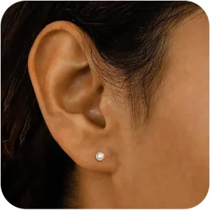 CAROVO 14K Gold Round Cubic Zirconia Stud Earrings Halo Stud Earrings Statement Earrings for Women Men Silver Gold Rose Gold Tone 3-10MM
